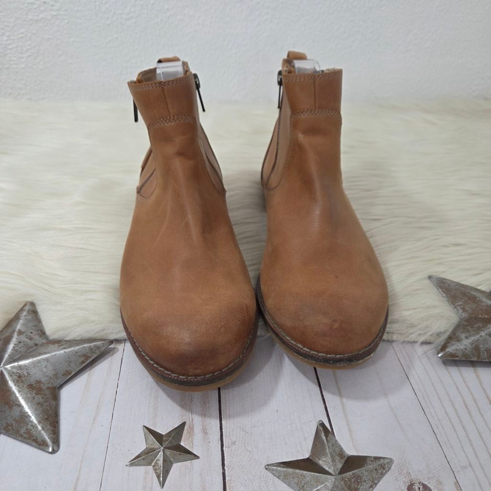 Taos Double Time ankle boots caramel brown leather two zipper women's size 10 - Picture 2 of 8